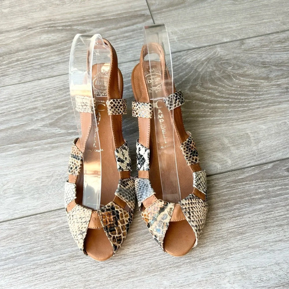 Jeffrey Campbell California Snakeskin Open Toe Slingback Pumps - Picture 2 of 12